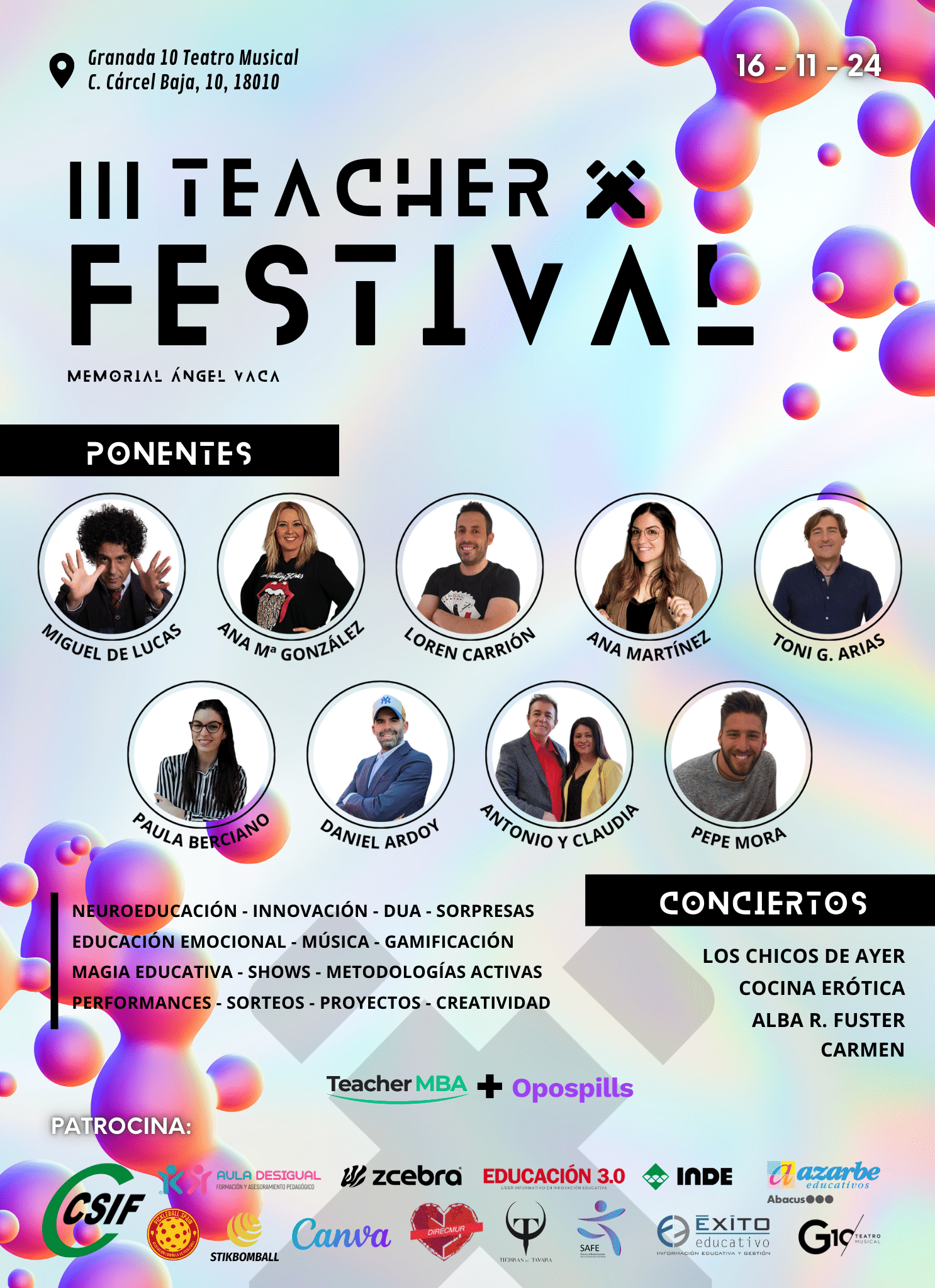 CARTEL TEACHER FESTIVAL patrocinadores